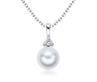 Pearl Designed CZ Silver Necklace SPE-4886